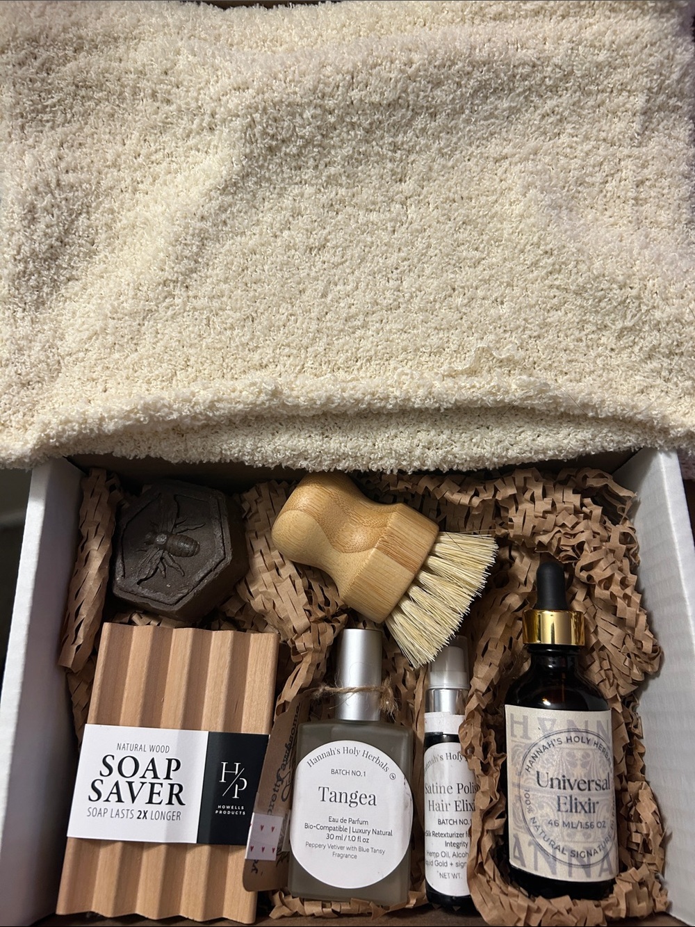 Natural Wood Soap Saver & Tangea Fragrance Gift Set - Cream, Tan, Brown